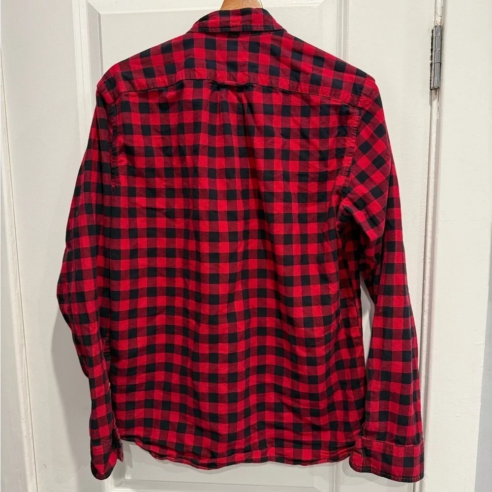 J. Crew Red and Black Checkered Men's Shirt